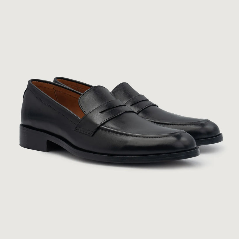 Baxton Zwart Leather Loafers voor Heren