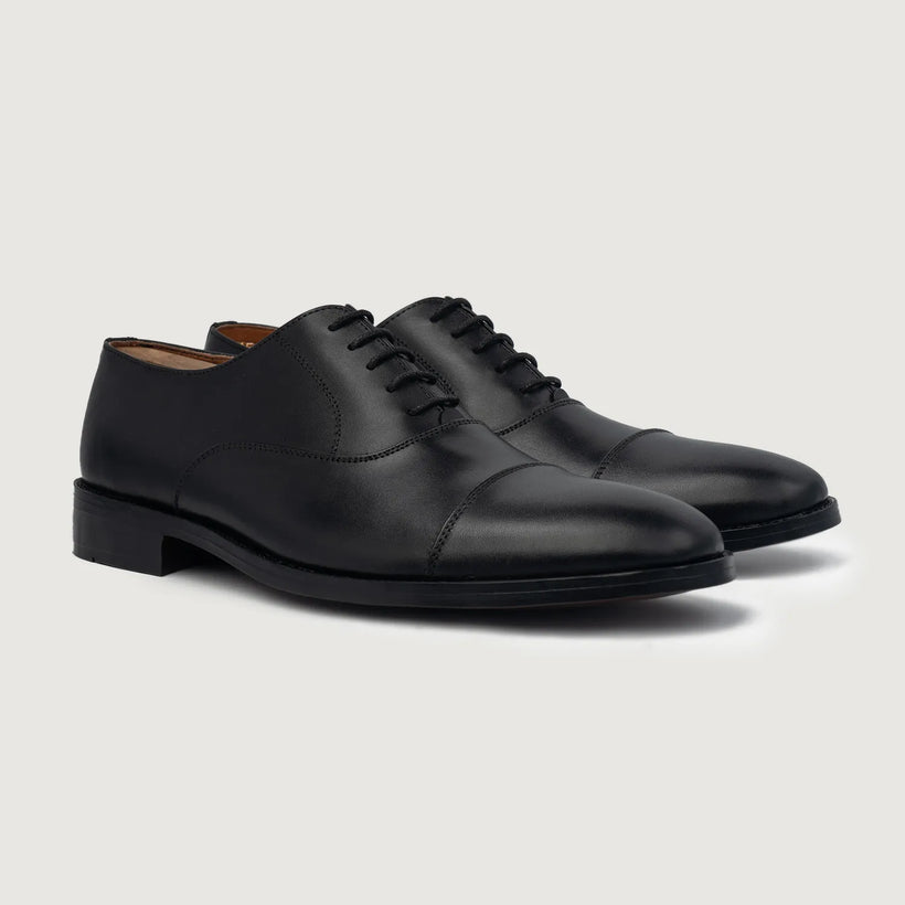 Professor Oxford Zwart Leather Shoes voor Heren