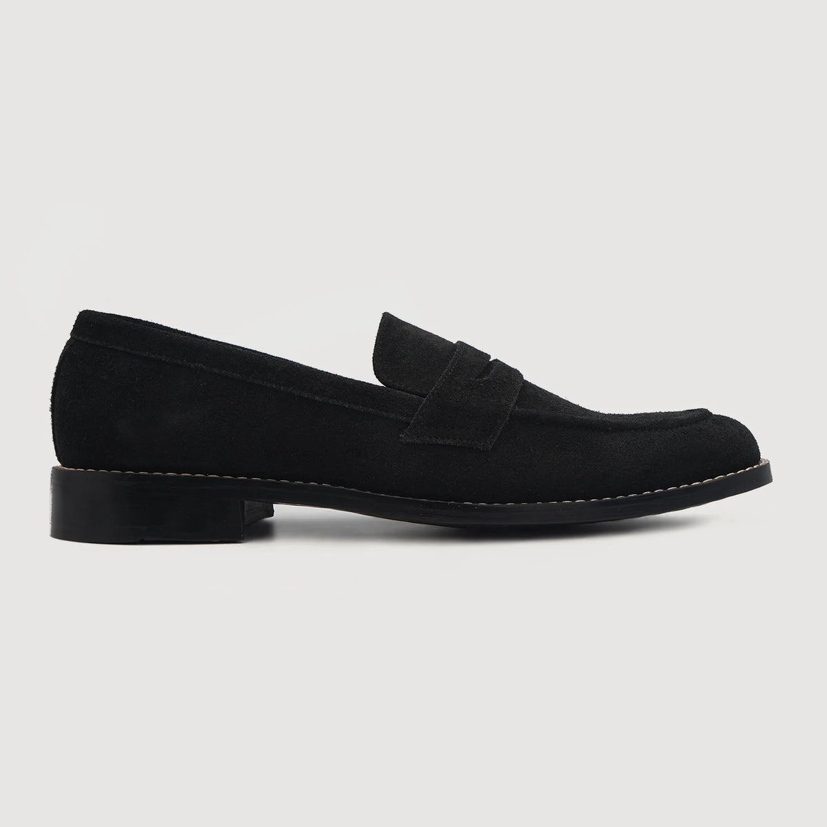 Black Goatskin Suede Leather Loafers - Goodyear-welt constructie & neusdetail
