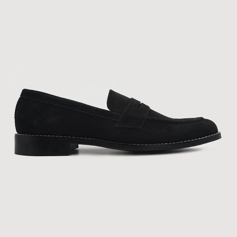 Baxton Zwart Suede Leather Loafers voor Heren