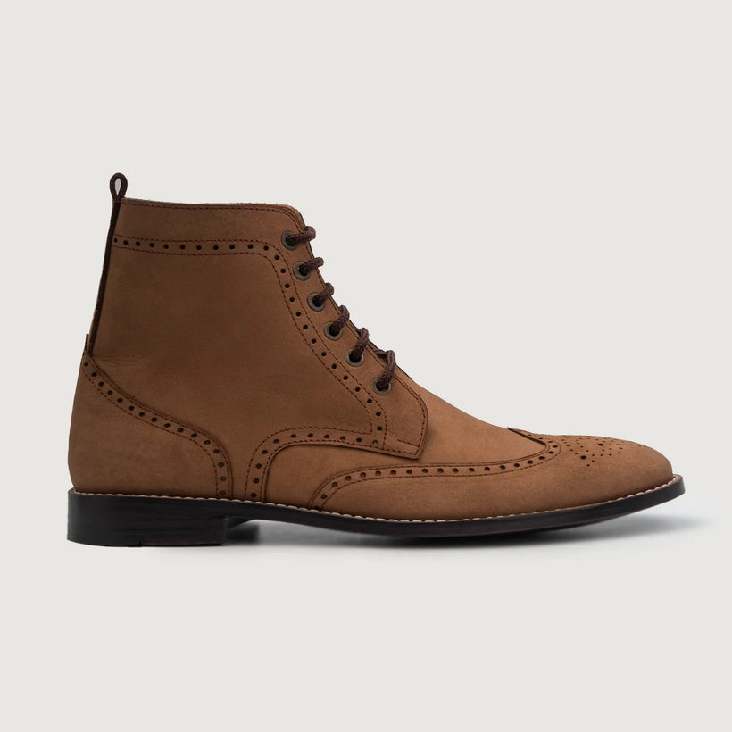 Duster Brogues Derby Bruin Nubuck Leather Boots voor Heren
