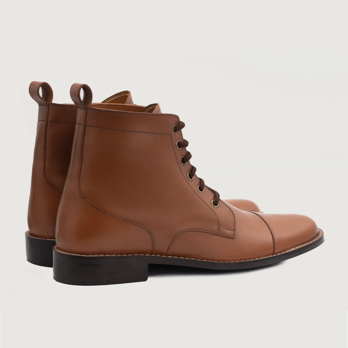 Knight Derby Lichtbruin Leren laarzen voor Heren For Men - Versterkte hielkap & precisie dubbele stiksels