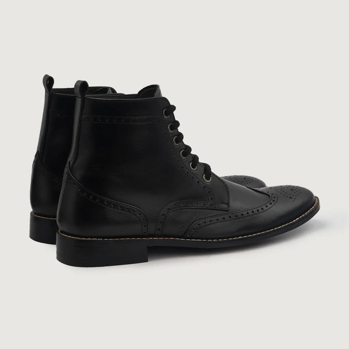 Duster Brogues Derby Zwart Leren laarzen voor Heren For Men - Zijaanzicht met ergonomische mouwsnede