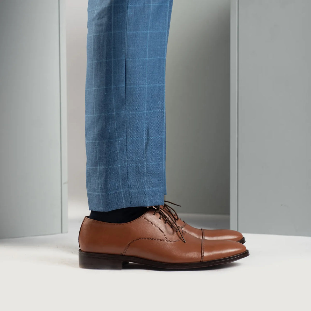 Professor Oxford Lichtbruin Leren schoenen voor Heren For Men - Versterkte hielkap & precisie dubbele stiksels
