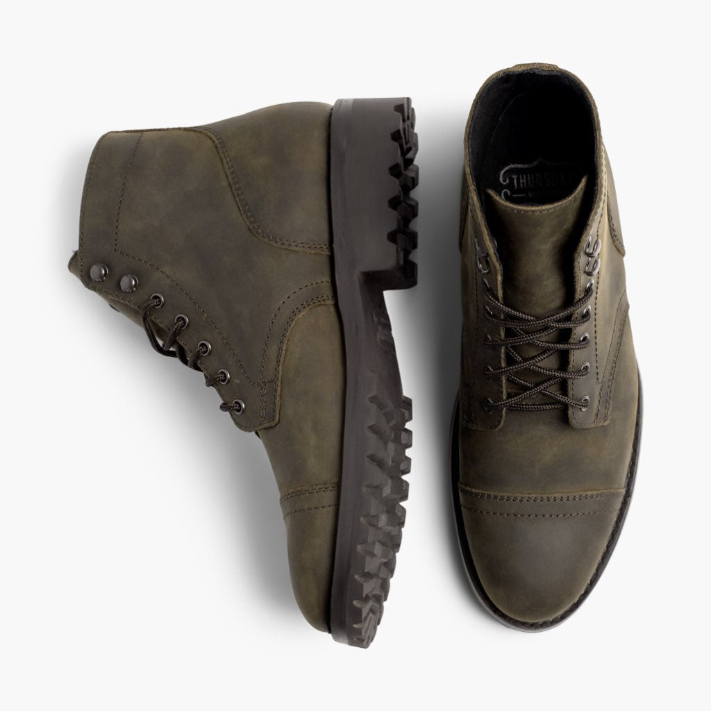 Captain StormKing® Dark Olive Matte Leren laarzen voor Heren - Versterkte hielkap & precisie dubbele stiksels