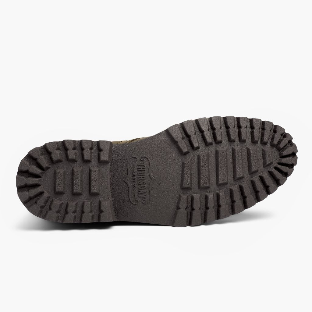 High-Traction Rubber Outsole & Lug Tread Pattern on Captain StormKing® Dark Olive Matte Leren laarzen voor Heren
