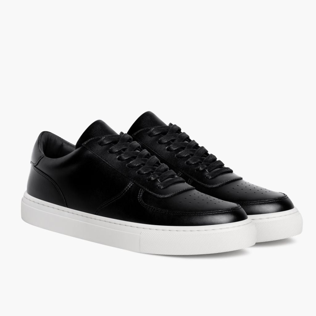 Court Zwart Leren sneakers voor Heren in zwart rundleer - Zijaanzicht | Online kopen