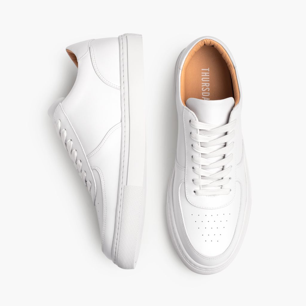 Court White Leren sneakers voor Heren - Versterkte hielkap & precisie dubbele stiksels