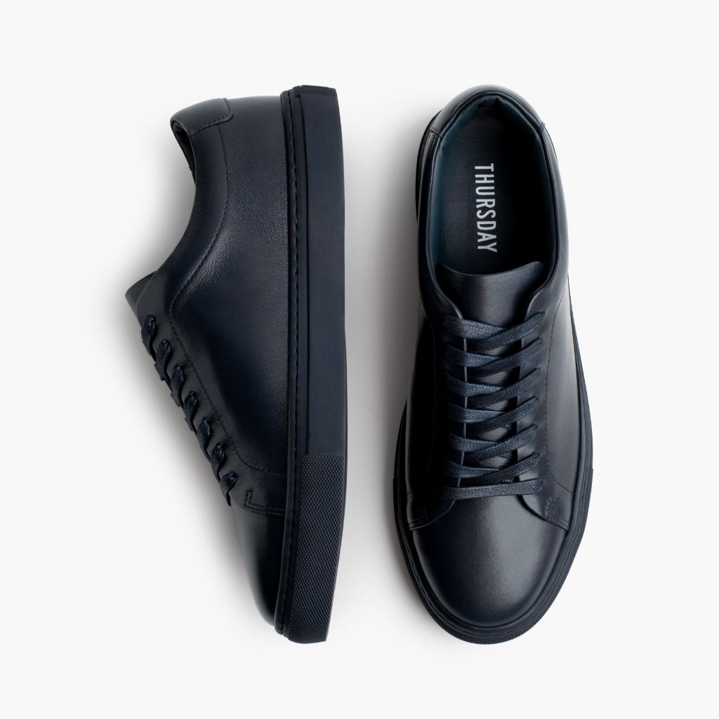 Encore Navy Leren sneakers voor Heren - Versterkte hielkap & precisie dubbele stiksels