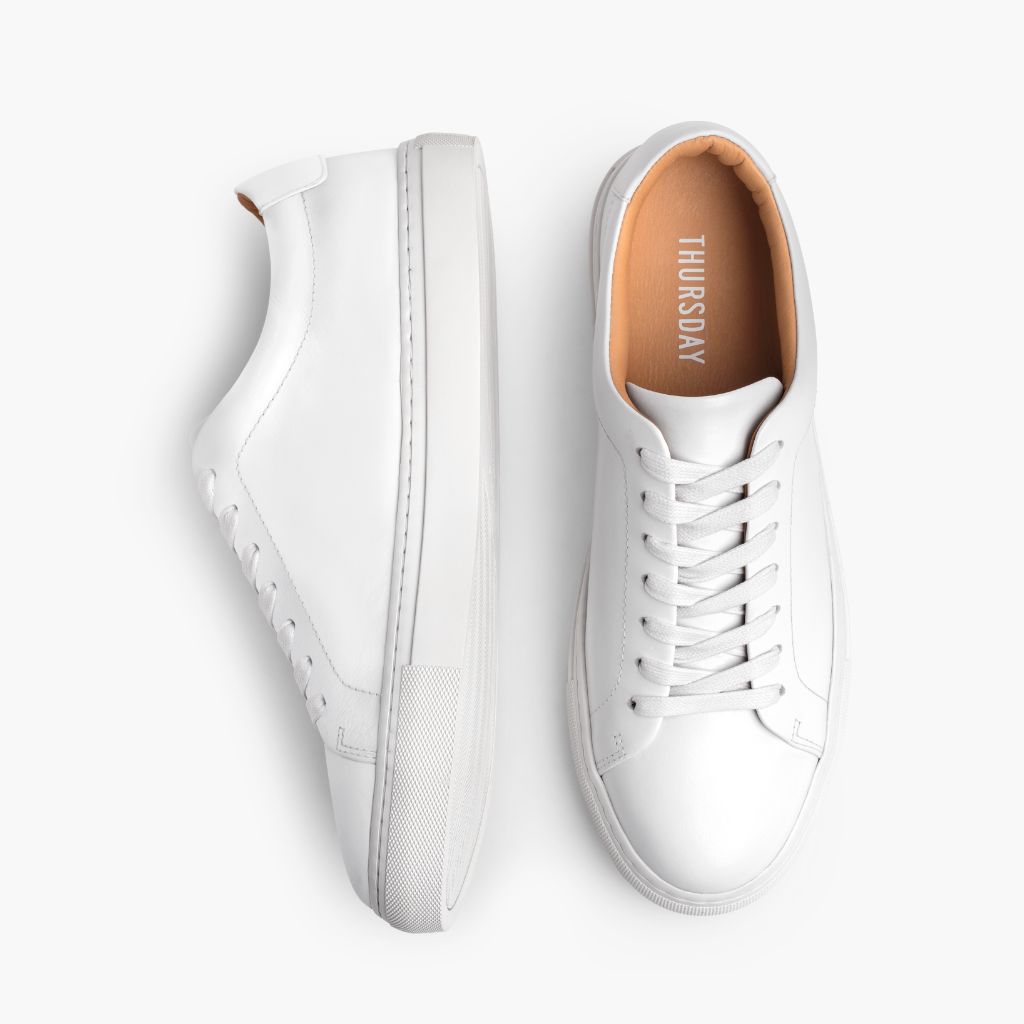 Encore White Leren sneakers voor Heren - Versterkte hielkap & precisie dubbele stiksels