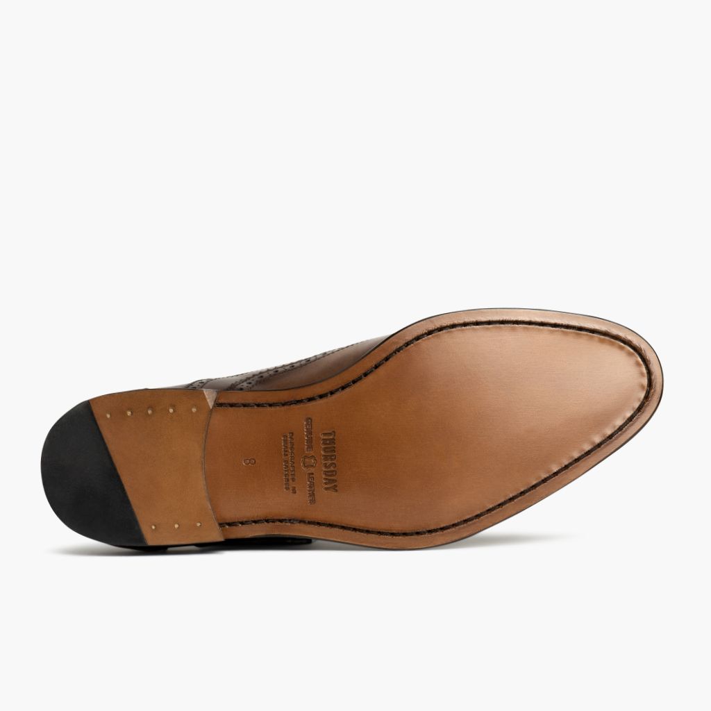 Detailopname of Classic Collar & Heavy-Duty Zipper Hardware on Aviator Cinnamon Leren schoenen voor Heren