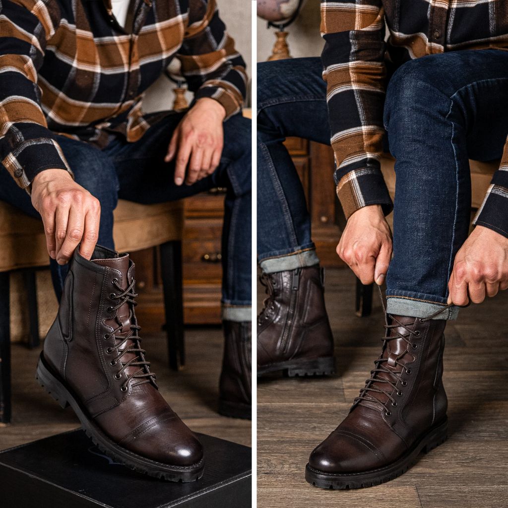 Tailored Rib Cuffs & Hem Craftsmanship Construction Detail on Casa Moto Old English Leren laarzen voor Heren