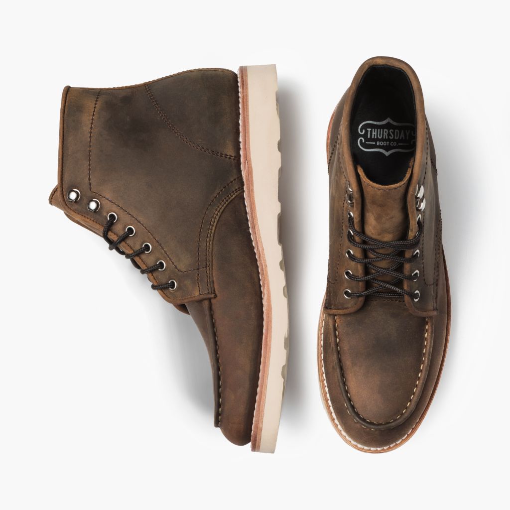 High-Traction Rubber Outsole & Lug Tread Pattern on Diplomat Burnt Copper Leren laarzen voor Heren