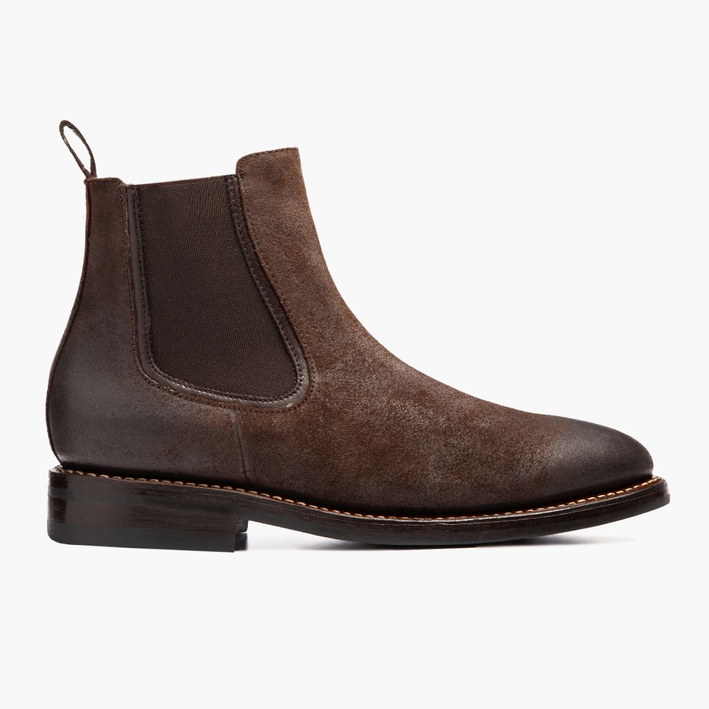 Chocolate Goatskin Suede Leather Boots - Goodyear-welt constructie & neusdetail