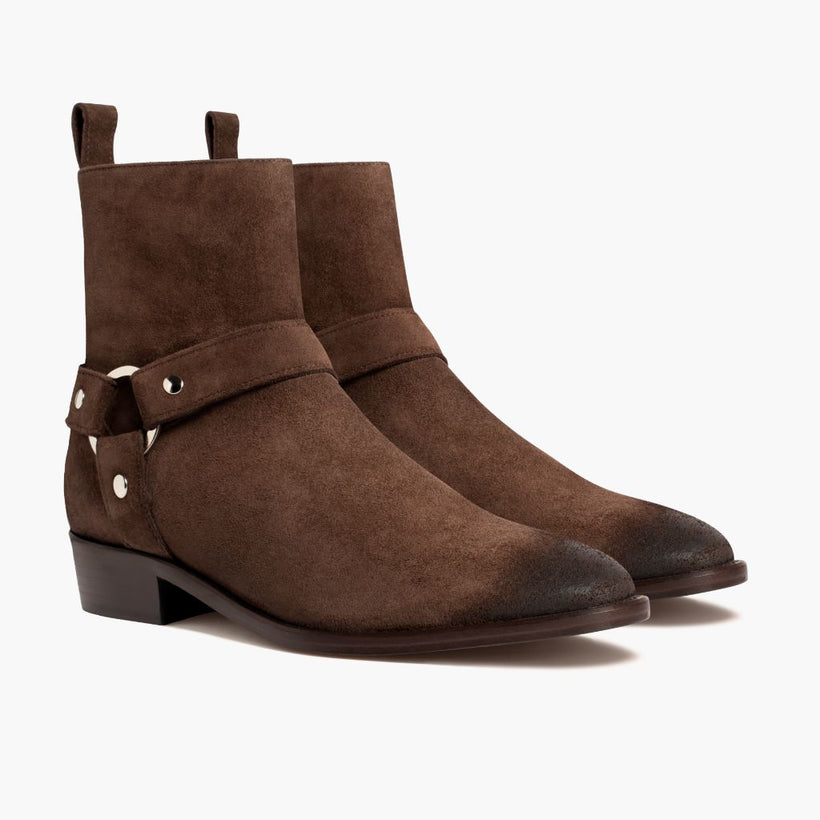 Harness Dark Bruin Suede Leren laarzen voor Heren