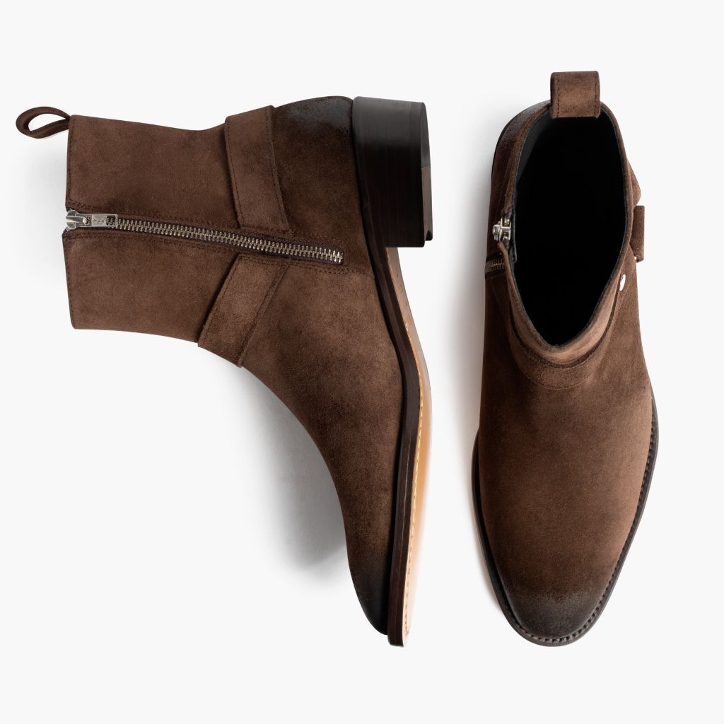 Harness Dark Bruin Suede Leren laarzen voor Heren - Versterkte hielkap & precisie dubbele stiksels