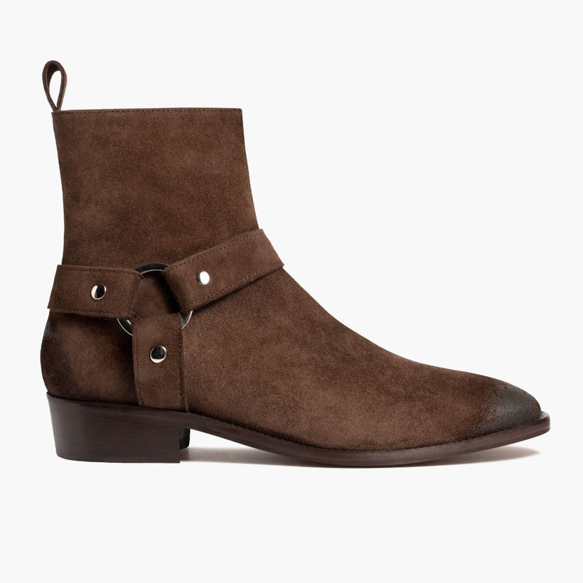 Harness Dark Bruin Suede Leren laarzen voor Heren