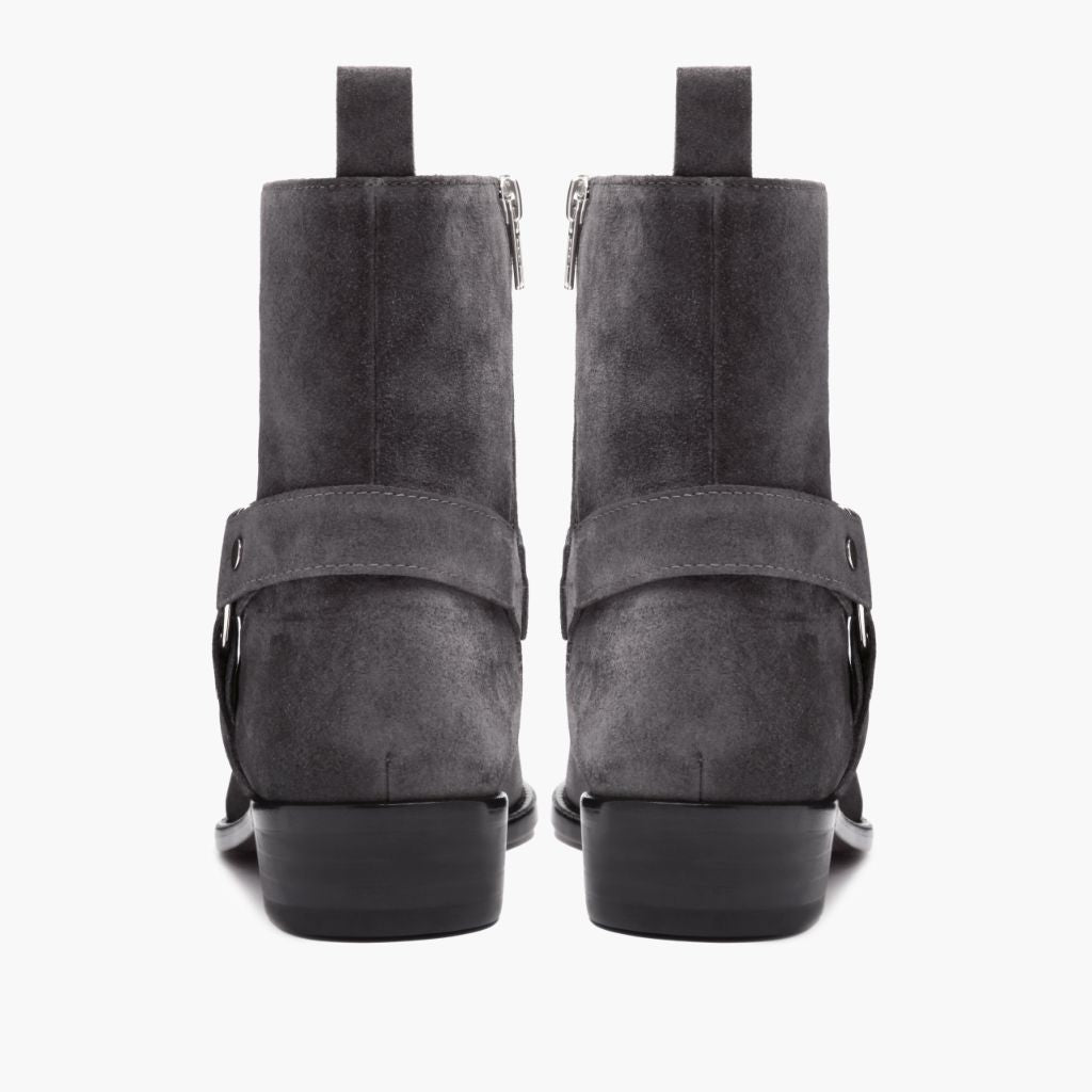 High-Traction Rubber Outsole & Lug Tread Pattern on Harness Grey Suede Leren laarzen voor Heren