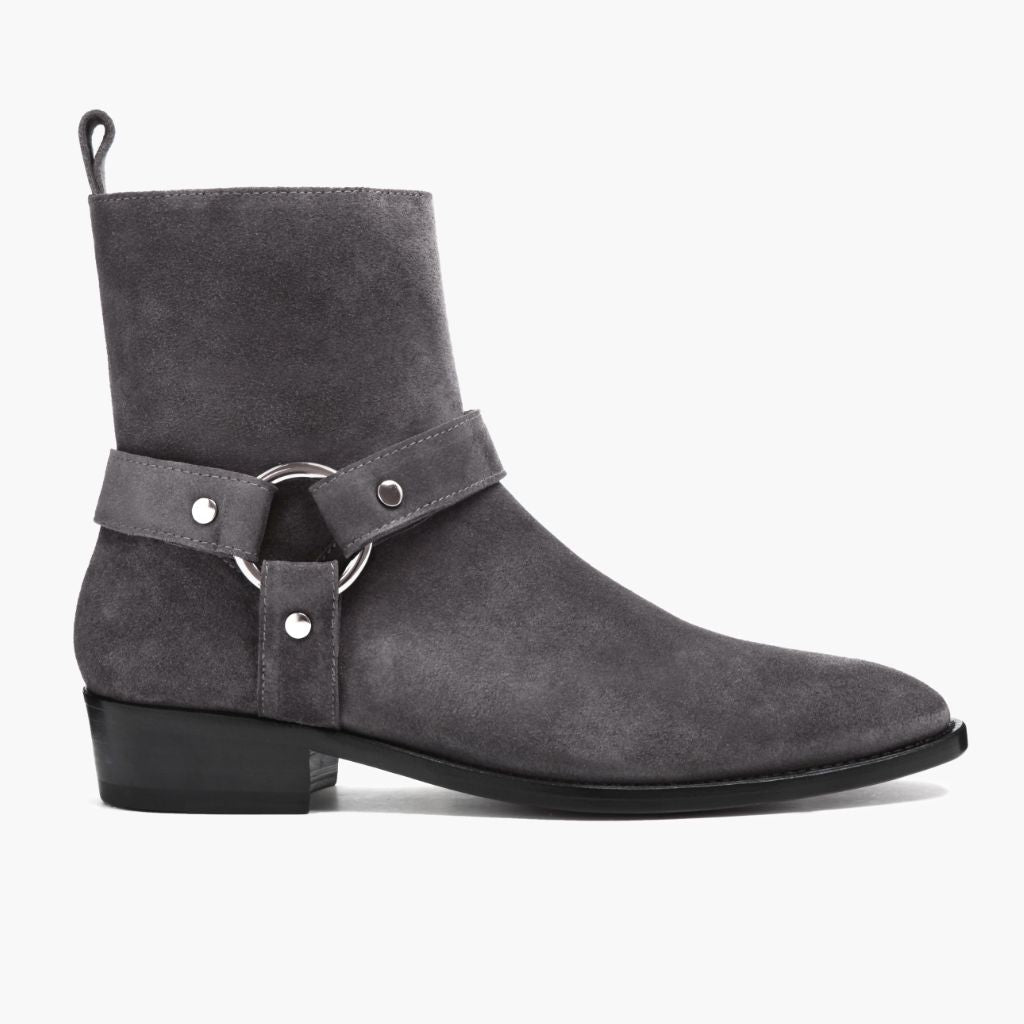 Grey Goatskin Suede Leather Boots - Goodyear-welt constructie & neusdetail