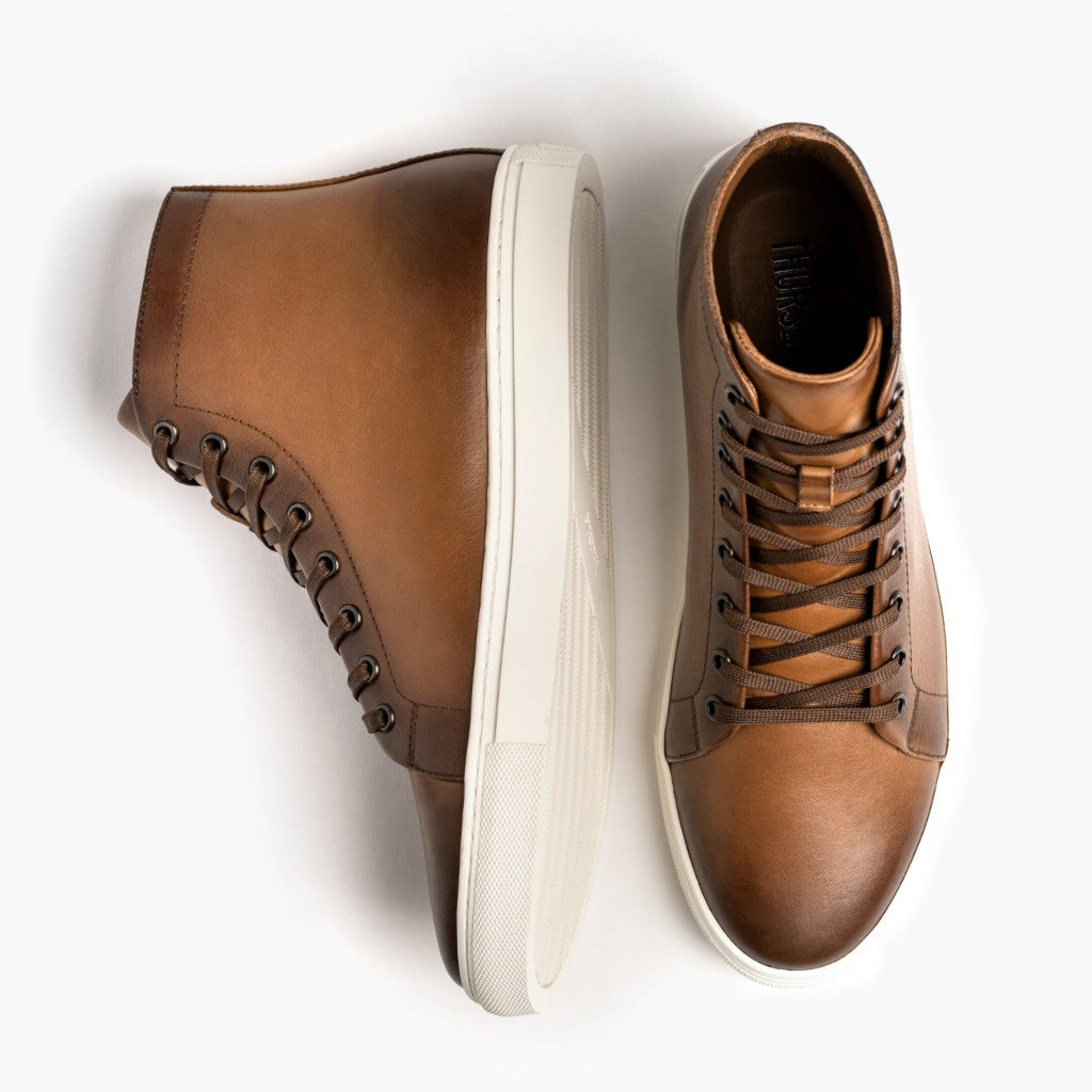 Premier High Top Toffee Leren sneakers voor Heren For Men - Versterkte hielkap & precisie dubbele stiksels