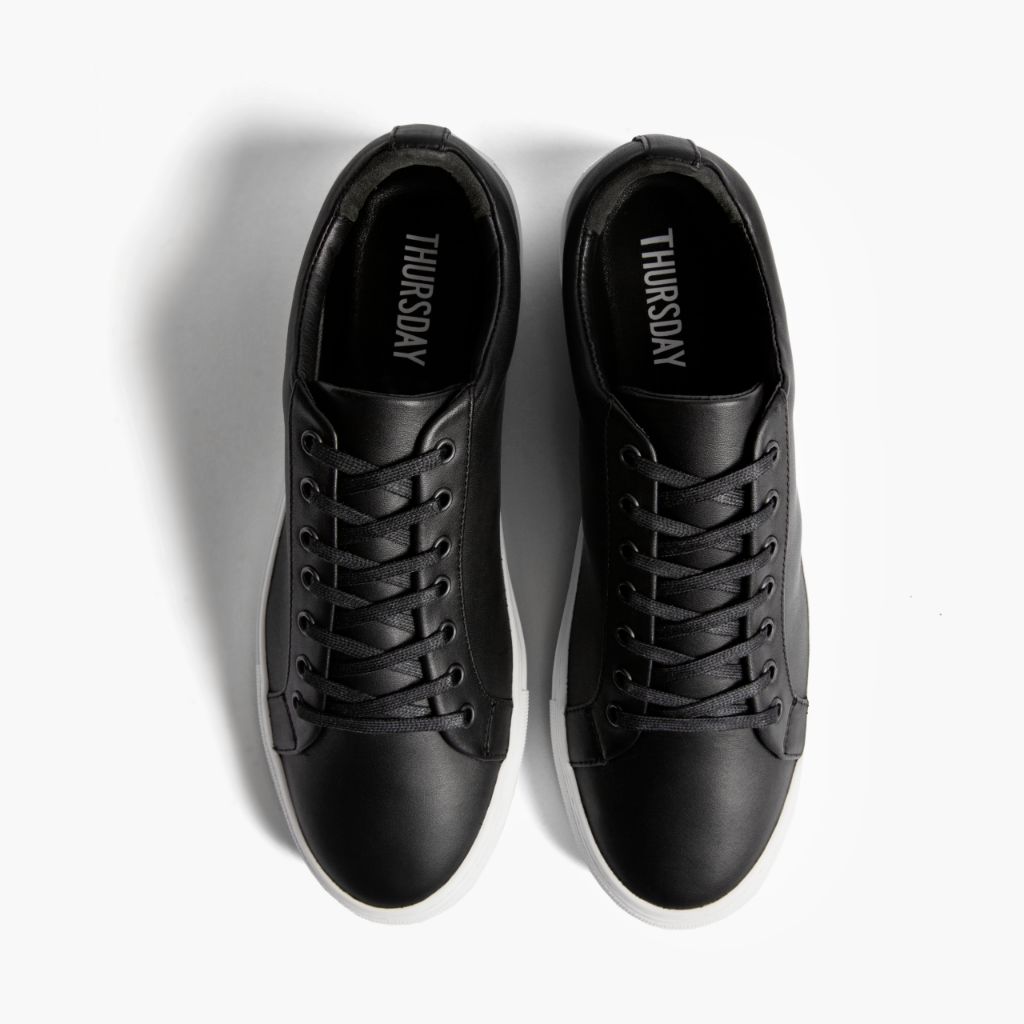 Premier Low Top Zwart Leren sneakers voor Heren For Men - Versterkte hielkap & precisie dubbele stiksels