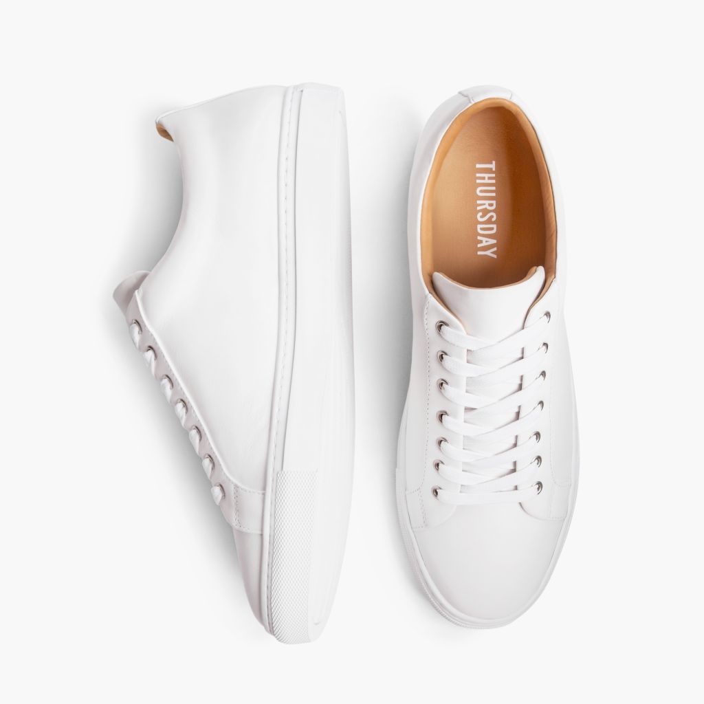 Premier Low Top White Leren sneakers voor Heren For Men - Versterkte hielkap & precisie dubbele stiksels