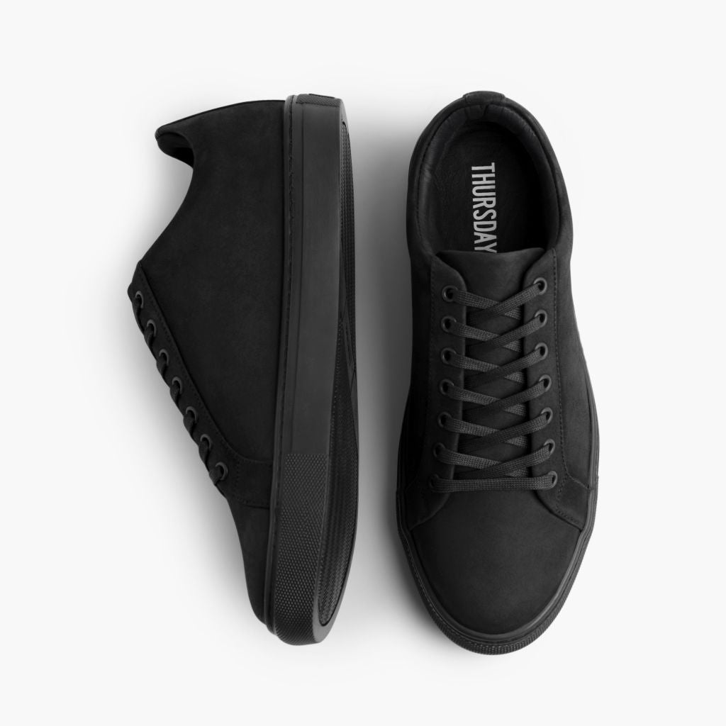 Premier Low Top Zwart Matte Leren sneakers voor Heren For Men - Versterkte hielkap & precisie dubbele stiksels