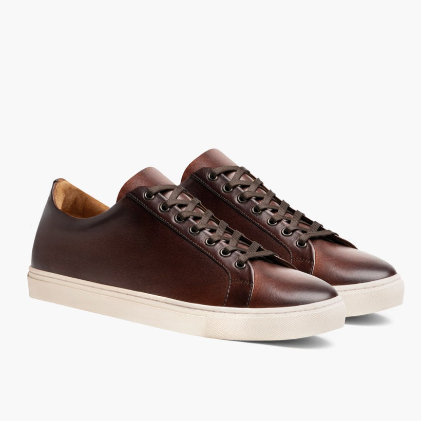 Premier Low Top Coffee Leather Sneakers voor Heren