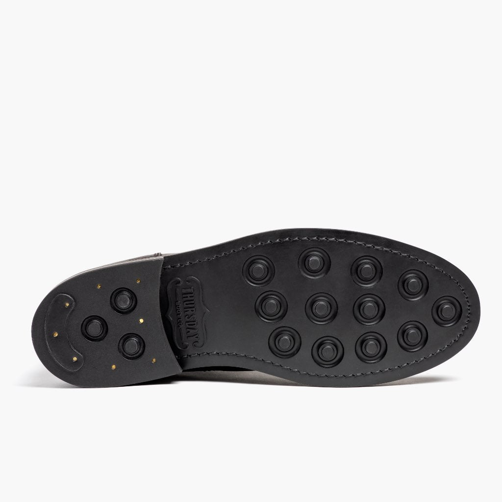 High-Traction Rubber Outsole & Lug Tread Pattern on President Zwart Coffee Leren laarzen voor Heren For Men
