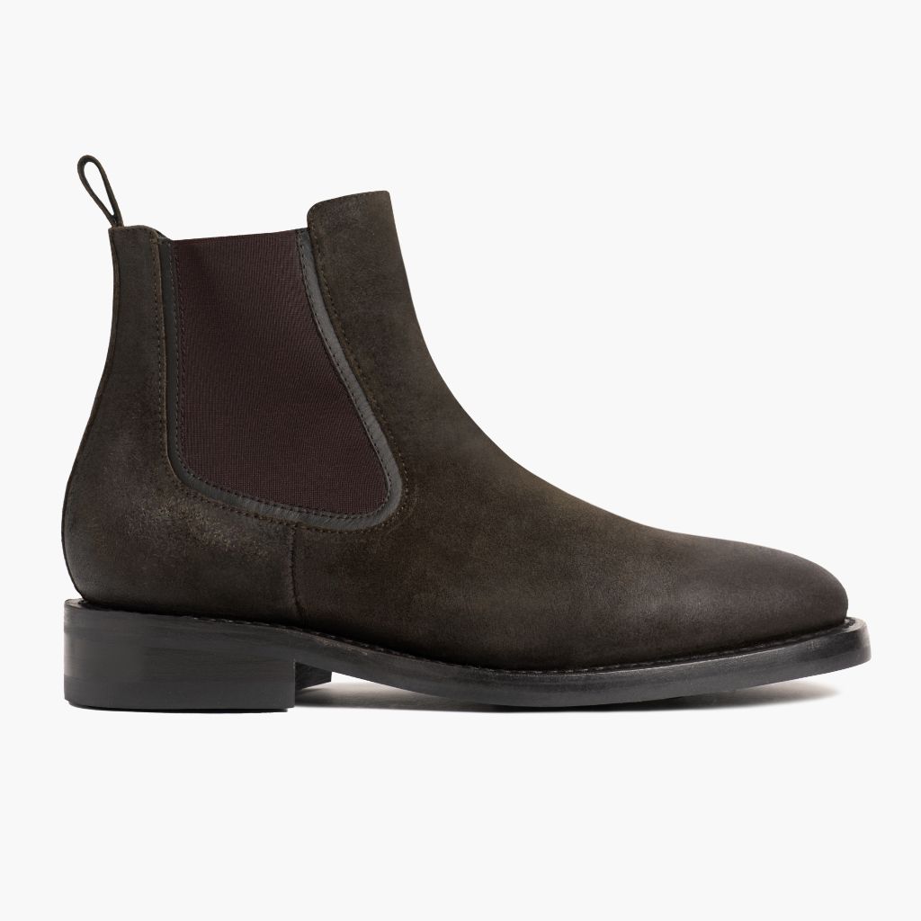Olive Goatskin Suede Leather Boots - Goodyear-welt constructie & neusdetail