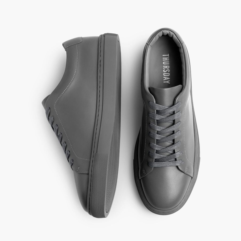 Encore Steel Grey Leren sneakers voor Heren - Versterkte hielkap & precisie dubbele stiksels