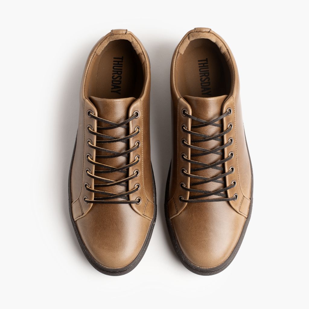 Premier Low Top Natural Leren sneakers voor Heren For Men - Versterkte hielkap & precisie dubbele stiksels