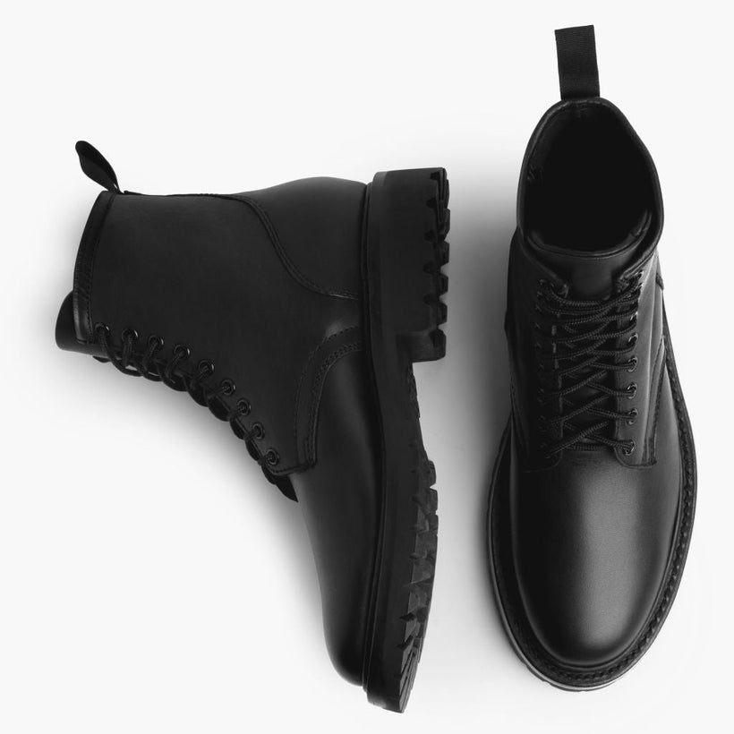 Stomper Zwart (No Zipper) Leather Boots voor Heren