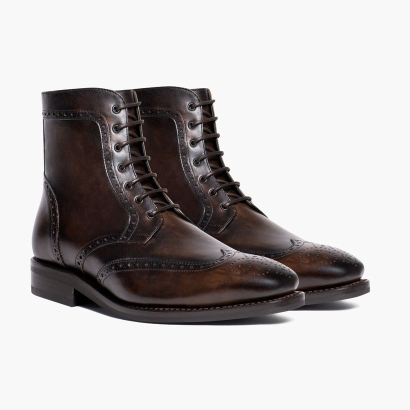 Wingtip Dark Oak Leather Boots voor Heren