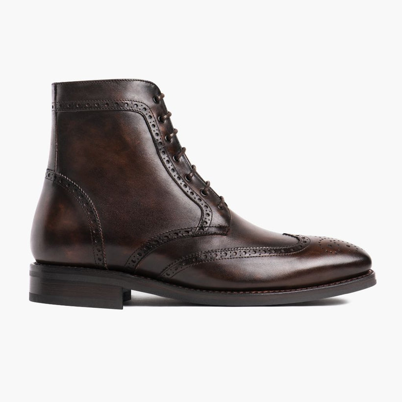 Wingtip Dark Oak Leather Boots voor Heren
