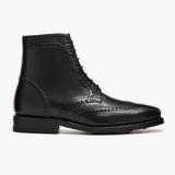 Black Full-Grain leather Boots - Goodyear Welt Construction & Front Toe Box Detail