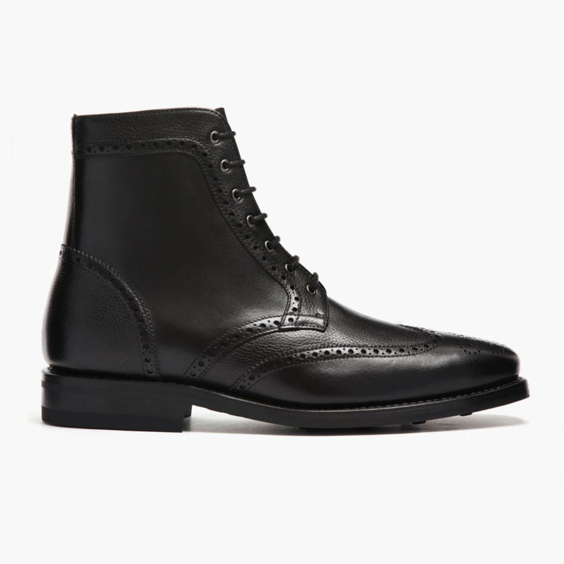 Wingtip Zwart Leather Boots voor Heren