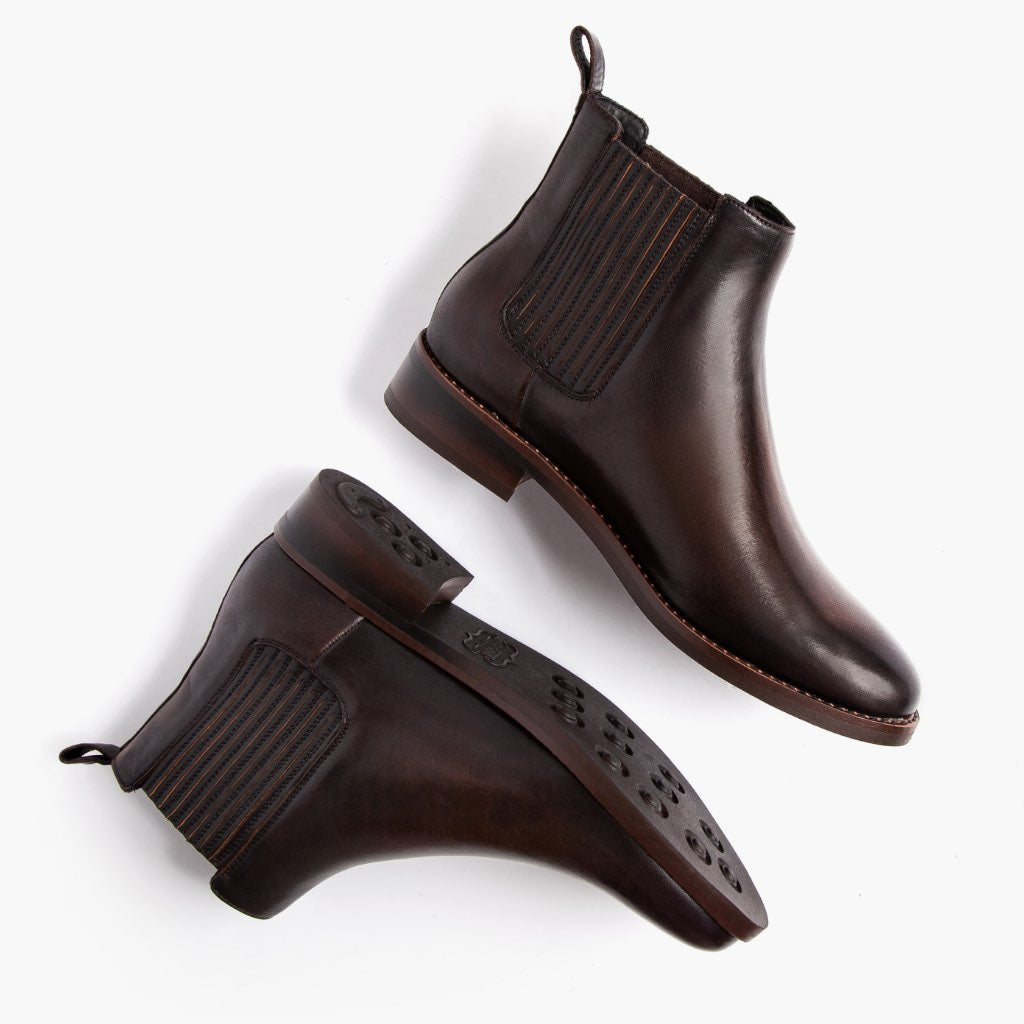 High-Traction Rubber Outsole & Lug Tread Pattern on Dreamer Zwart Coffee Leren laarzen voor Dames