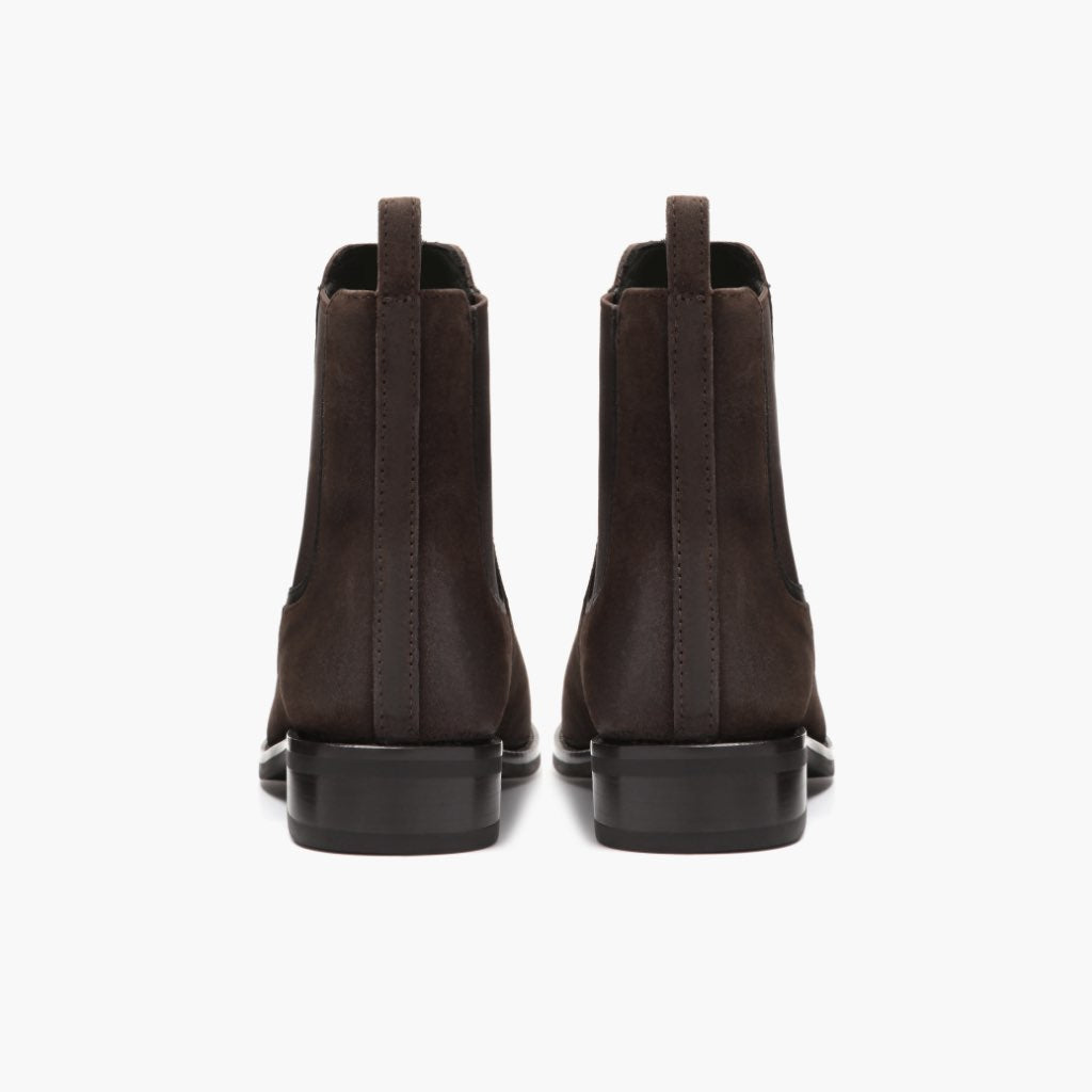 High-Traction Rubber Outsole & Lug Tread Pattern on Duchess Dark Bruin Suede Leren laarzen voor Dames