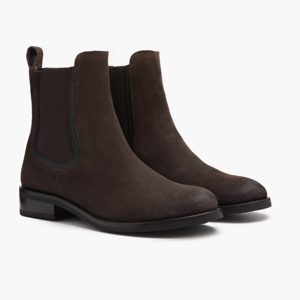 Dark Brown Goatskin Suede Leather Boots - Goodyear-welt constructie & neusdetail