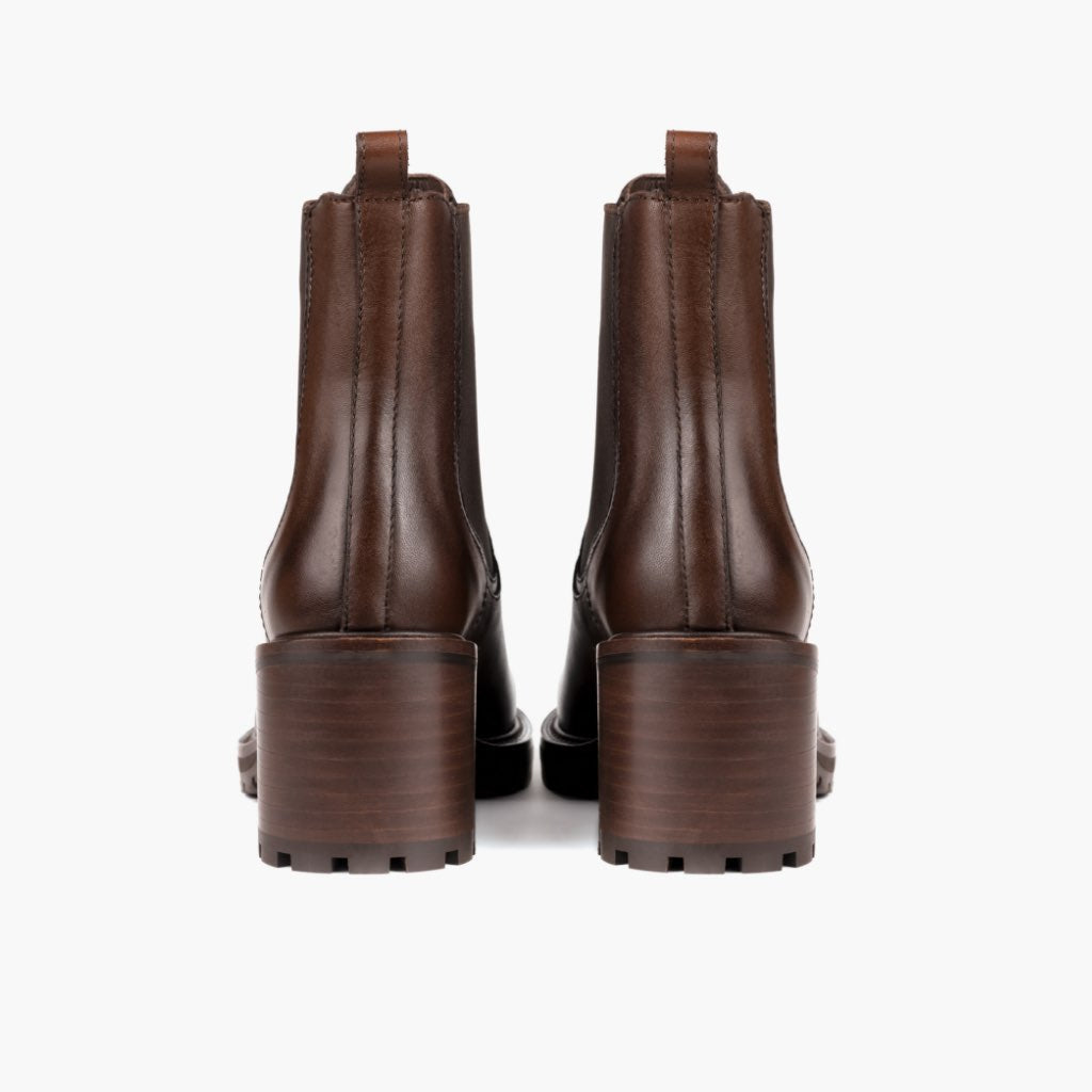 Knockout Chocolate Leren laarzen voor Dames - Versterkte hielkap & precisie dubbele stiksels