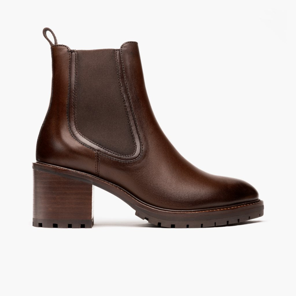 Knockout Chocolate Leren laarzen voor Dames in Chocolate Full-Grain Leather - Zijaanzicht | Online kopen