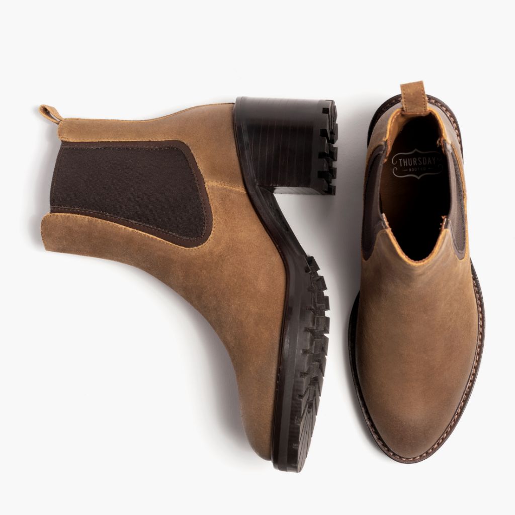 High-Traction Rubber Outsole & Lug Tread Pattern on Knockout Safari Leren laarzen voor Dames