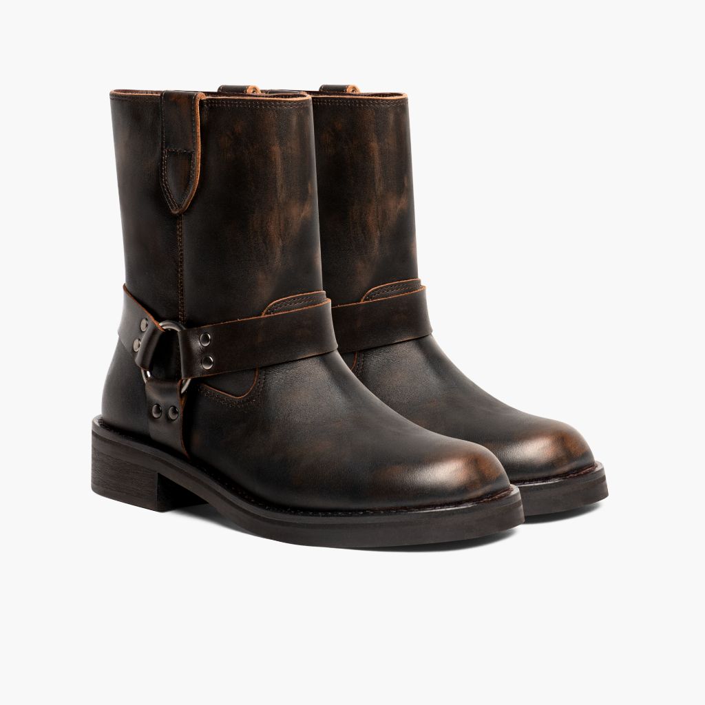 Vintage Brown Full-Grain leather Boots - Goodyear-welt constructie & neusdetail