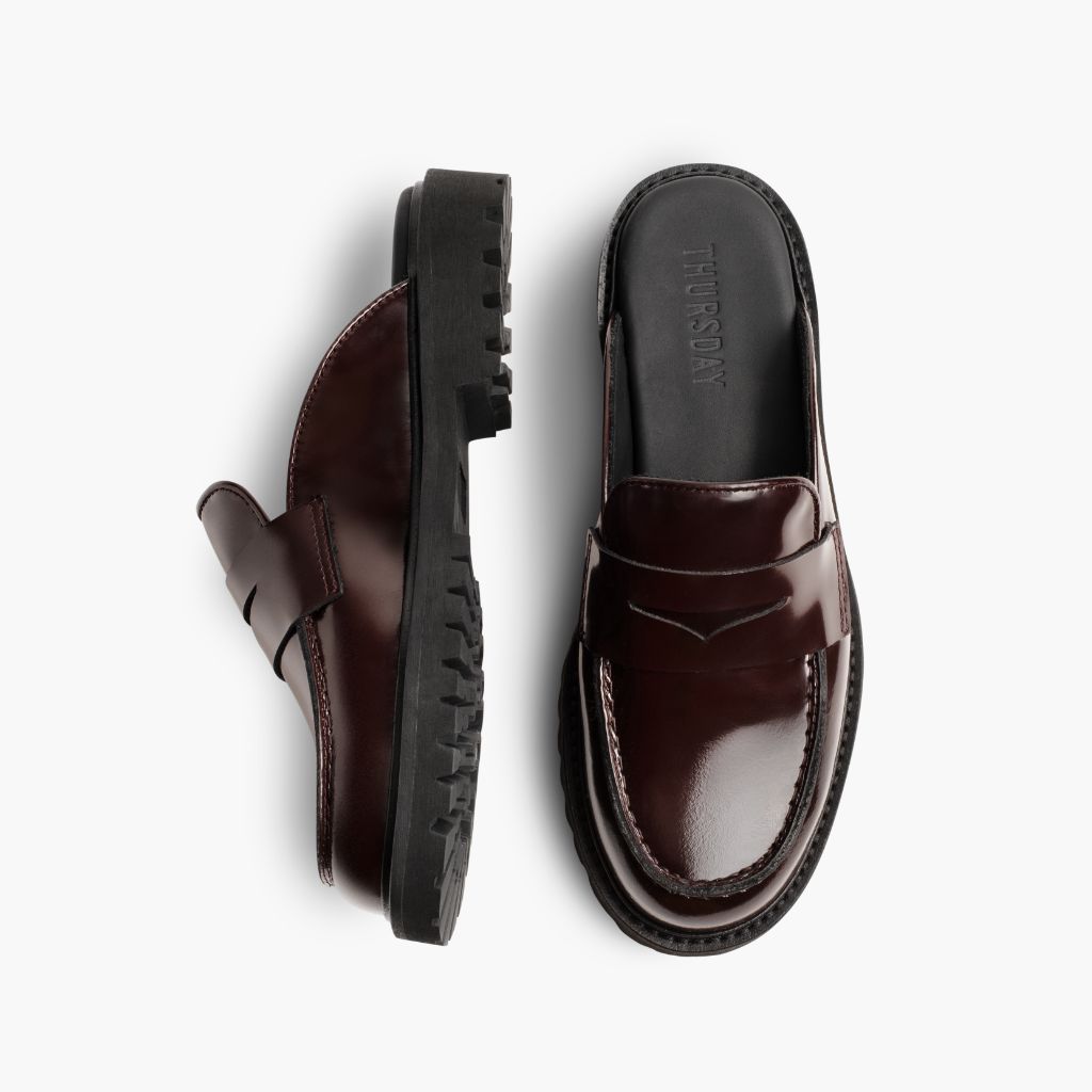Penny Mule Bordeauxrood Leren laarzen voor Dames - Versterkte hielkap & precisie dubbele stiksels