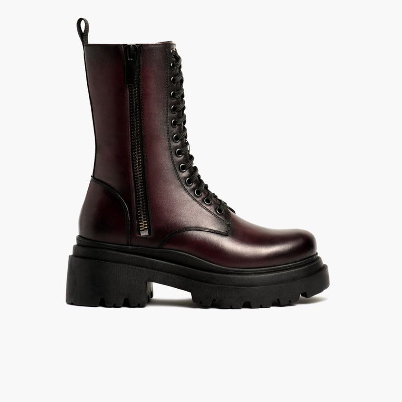 Fatale Zwart Cherry Leren laarzen voor Dames