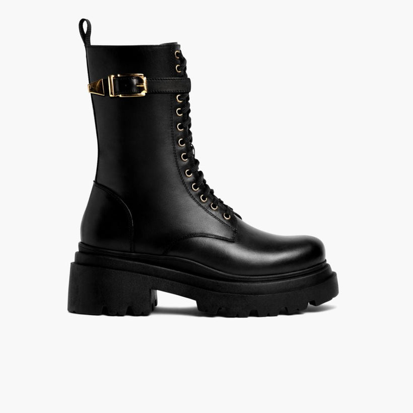 Fatale Zwart & Gold Leren laarzen voor Dames