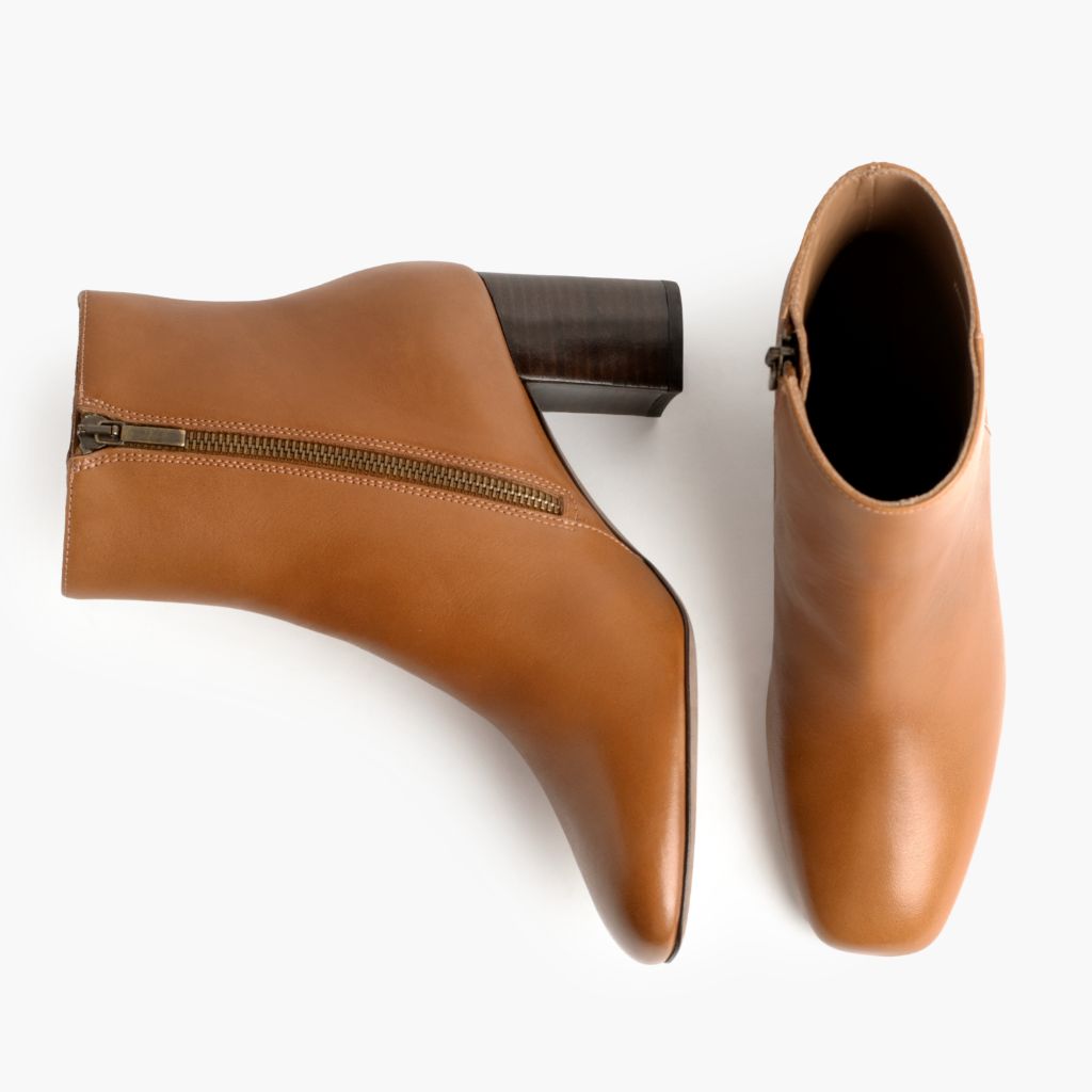 High-Traction Rubber Outsole & Lug Tread Pattern on High Standard Toffee Leren laarzen voor Dames
