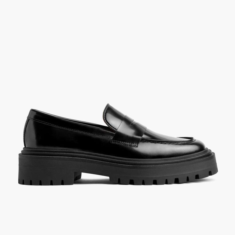 Penny Platform Zwart Leather Loafers voor Dames