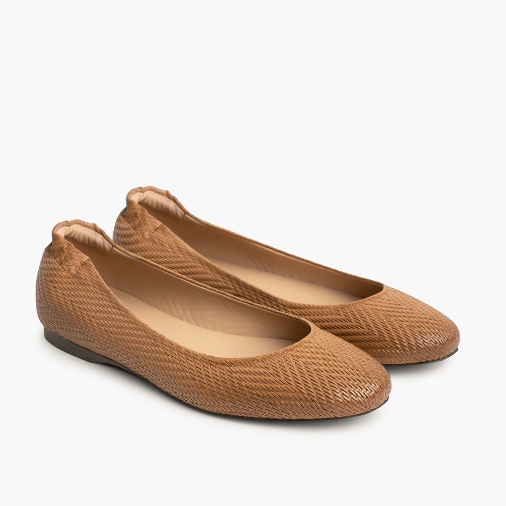 Scrunch Lichtbruin Embossed Leren laarzen voor Dames in Tan Full-Grain Leather - Zijaanzicht | Online kopen